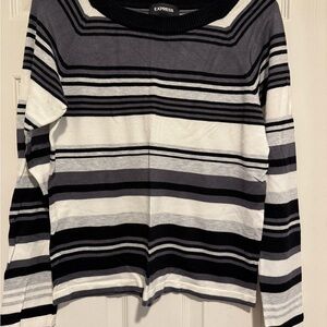Express Monochrome Striped Knit Top